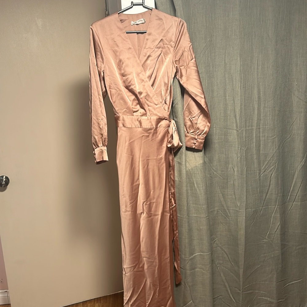 Beautiful Blush Fame and Partners Wrap Formal Dress